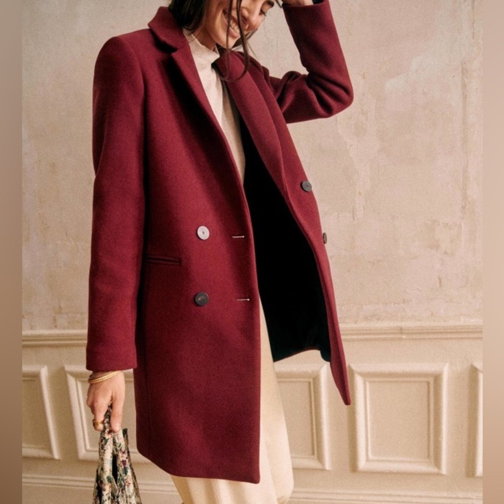 Sezane Johnson coat burgundy
